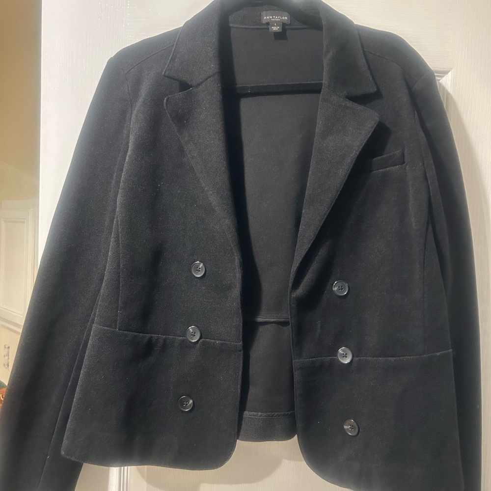Ann Taylor Black Double-Breasted Blazer
